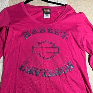 Harley-Davidson Pink and Blue foiled Top size M